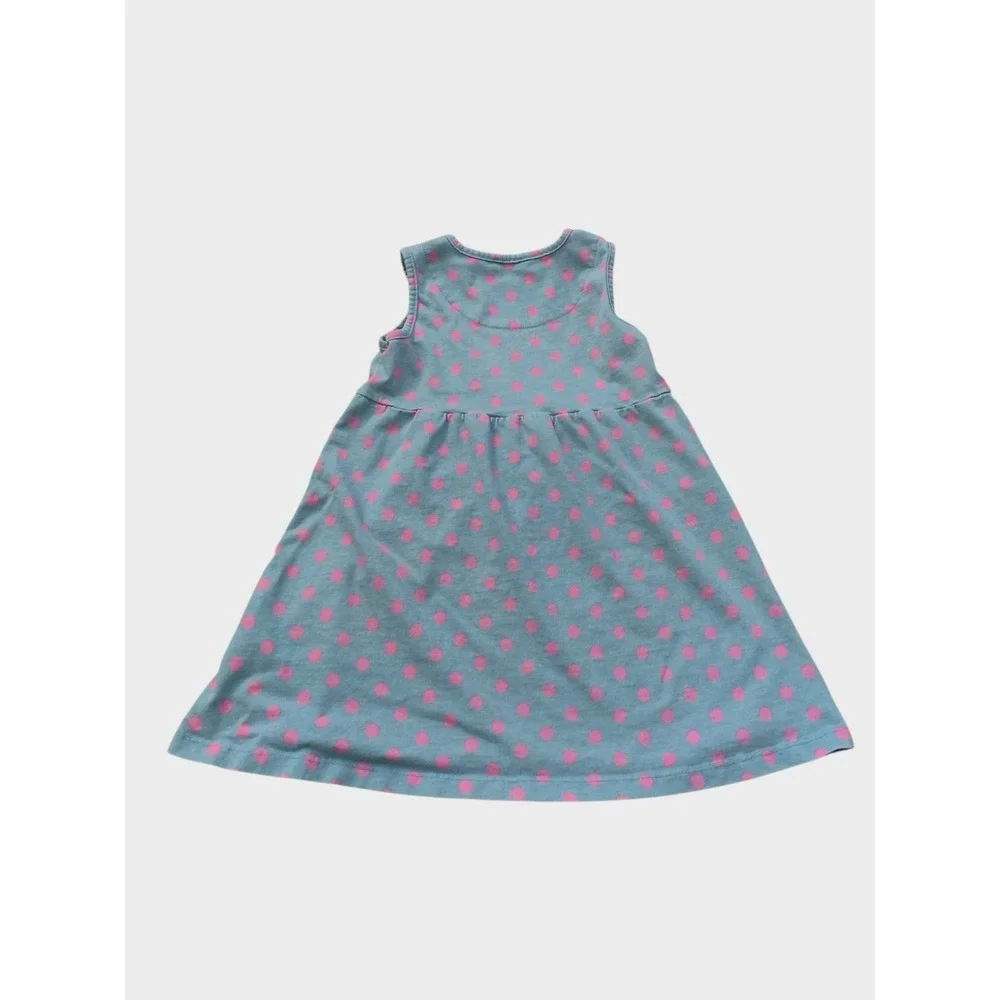 Baby Boden Girls Teal Blue Pink Polka Dot Cotton Dress Size 2-3Y Toddler 2T 3T